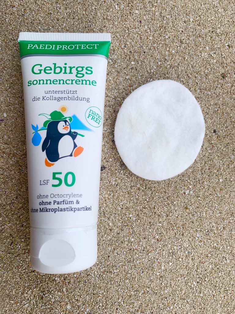 PAEDIPROTECT Gebirgssonnencreme Wattepad-Test