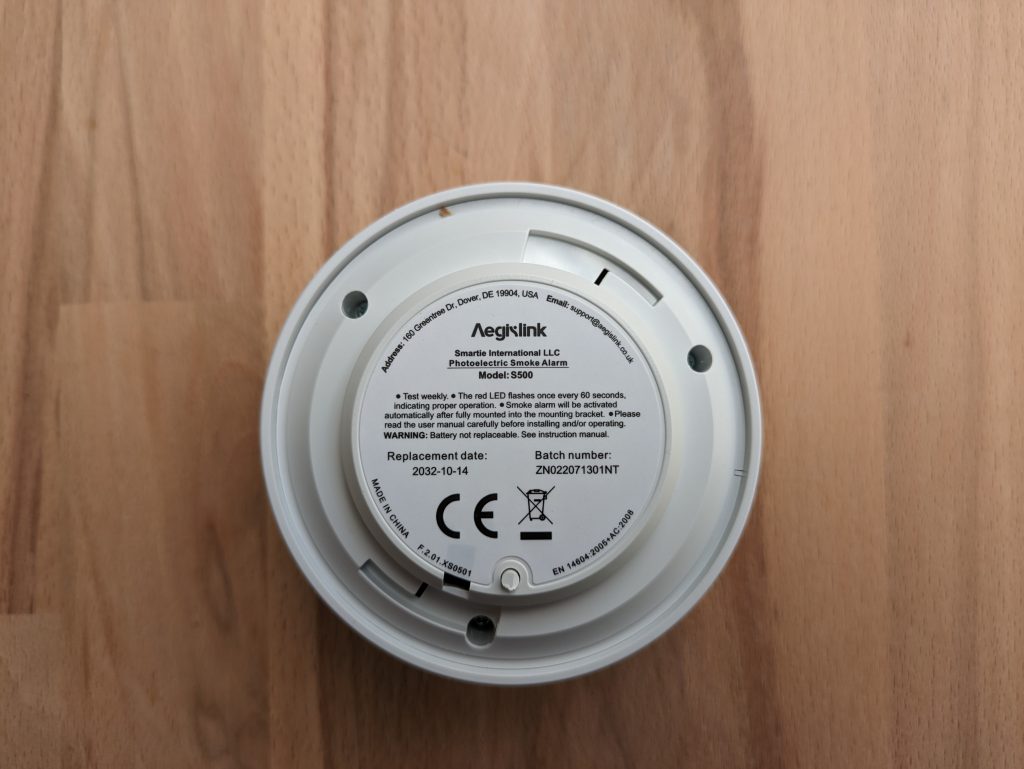 Aegislink S500 Rauchmelder von hinten