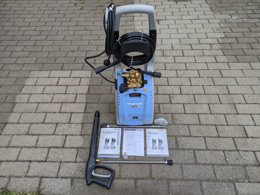 Gesamter Lieferumfang des Kränzle K 1050 TS Hochdruckreinigers
