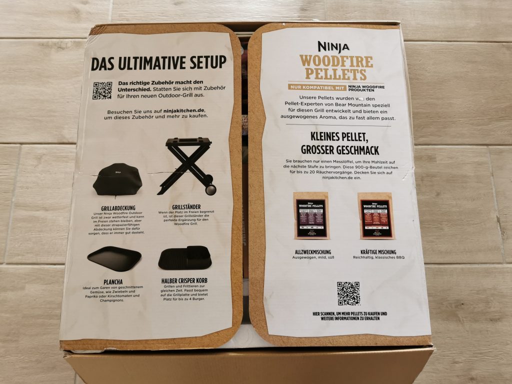 Ninja Woodfire Elektrogrill Verpackung Deckel innen