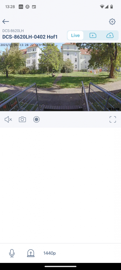 D-Link DCS 8620L Überwachungskamera Übersicht in der App