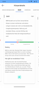 INSMART Personenwaage App Infos Einzelwerte
