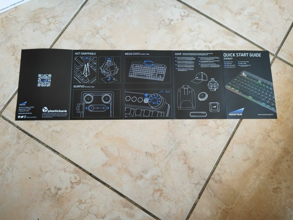 Mountain Everest Max Gaming-Tastatur Schnellstartanleitung geöffnet