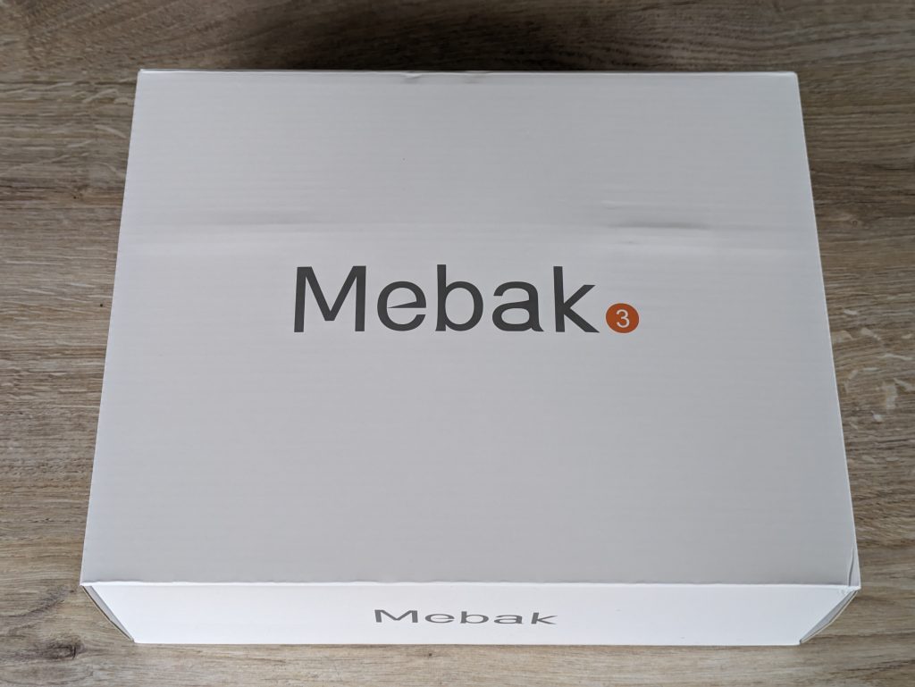 Verpackung der Mebak 3 Massagepistole von oben
