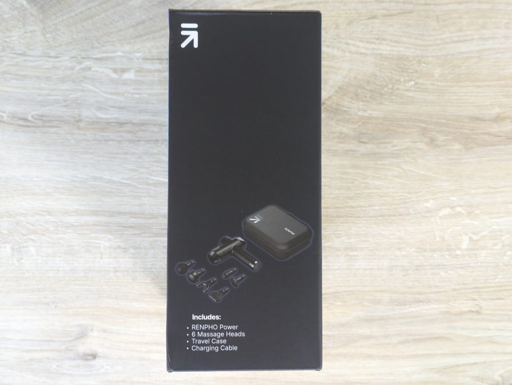 Verpackung der RENPHO R3 Massagepistole von Links