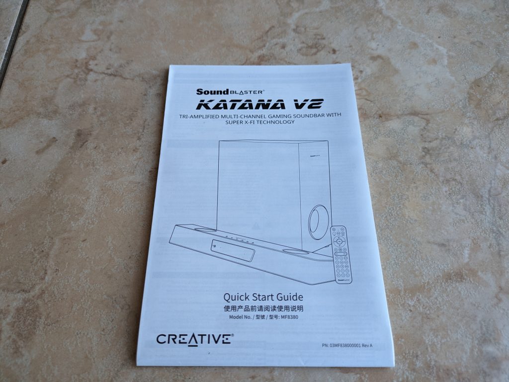 Anleitung der Creative Soundblaster Katana V2 Soundbar