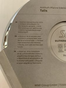 Silit Talis beschichtete Pfanne Verpackunginformationen auf der Rückseite Teil 1