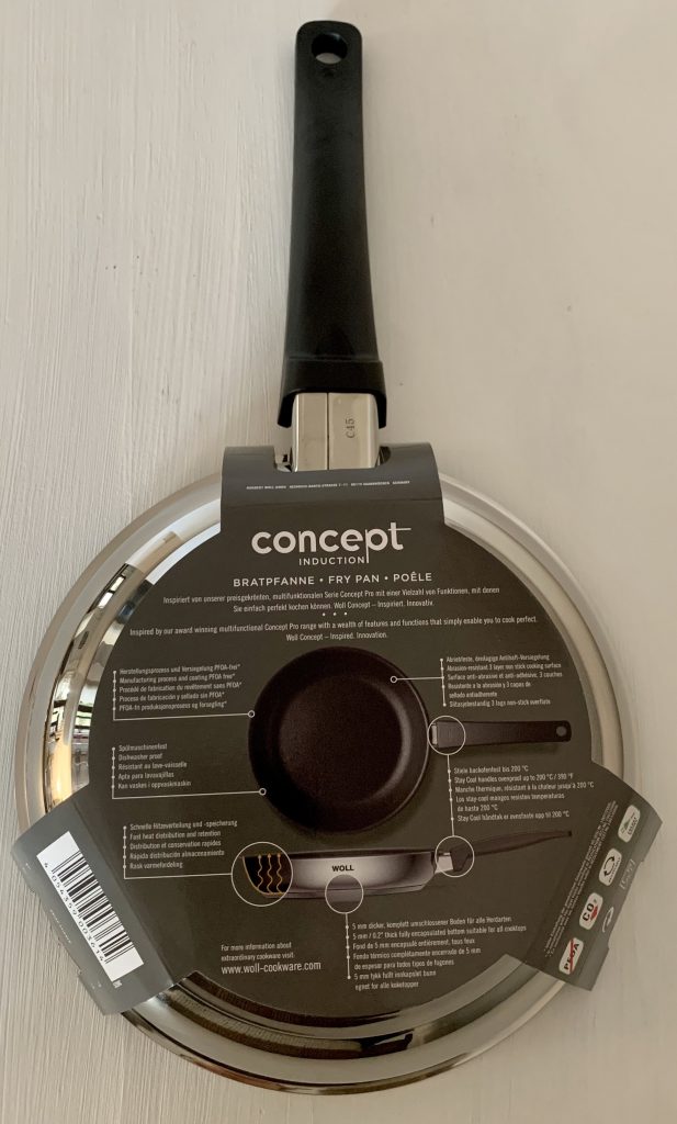 Woll Concept beschichtete Pfanne mit Schutzkarton von hinten