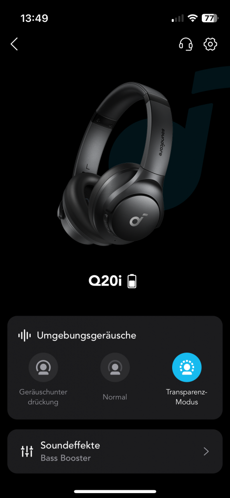 Anker Soundcore Q20i Over_Ear-Kopfhörer App Hauptansicht