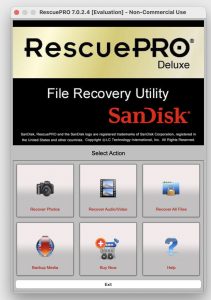 SanDisk Ultra Fit USB-Stick RescuePro Deluxe Startbildschirm