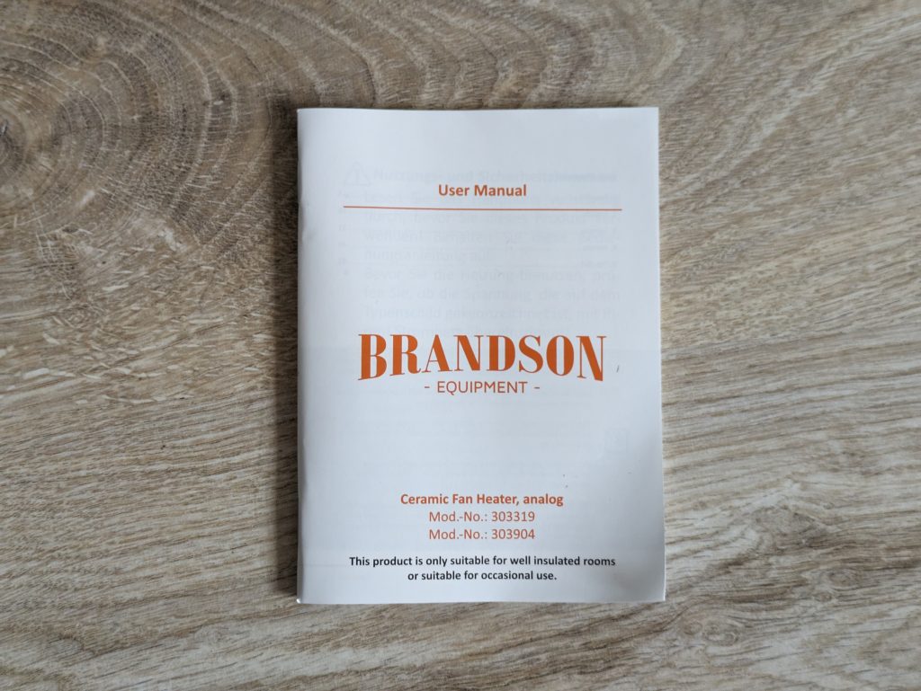Anleitung des Brandson Heizlüfters