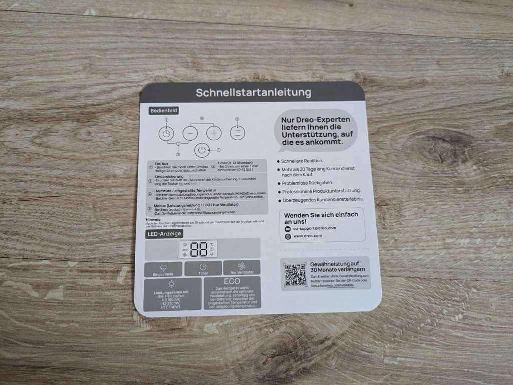 Schnellstartanleitung des Dreo ‎DR HSH006 Heizlüfters