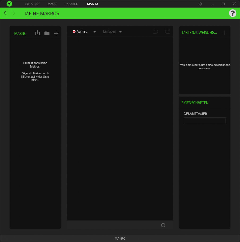 Makros der Software der Razer Deathadder V3 Pro Gaming-Maus
