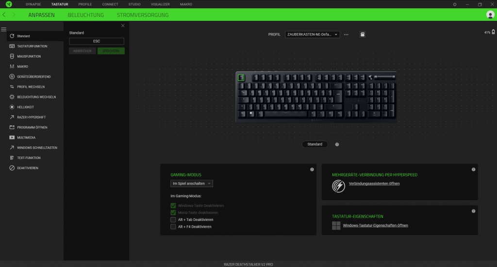 Tastenzuweisung in der Software der Razer Deathstalker V2 Pro Gaming-Tastatur (2)