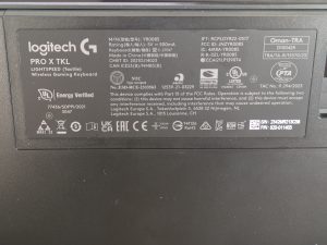 Typschild der Logitech G PRO X TKL LIGHTSPEED Gaming-Tastatur