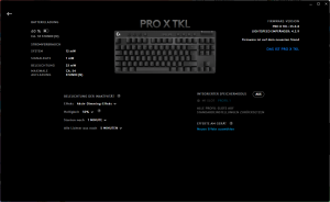 Übersicht der Logitech G PRO X TKL LIGHTSPEED Gaming-Tastatur in der Software