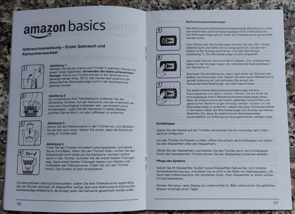 Amazon Basics 1030401 Wasserfilter Gebrauchsanweisung mit Bildern