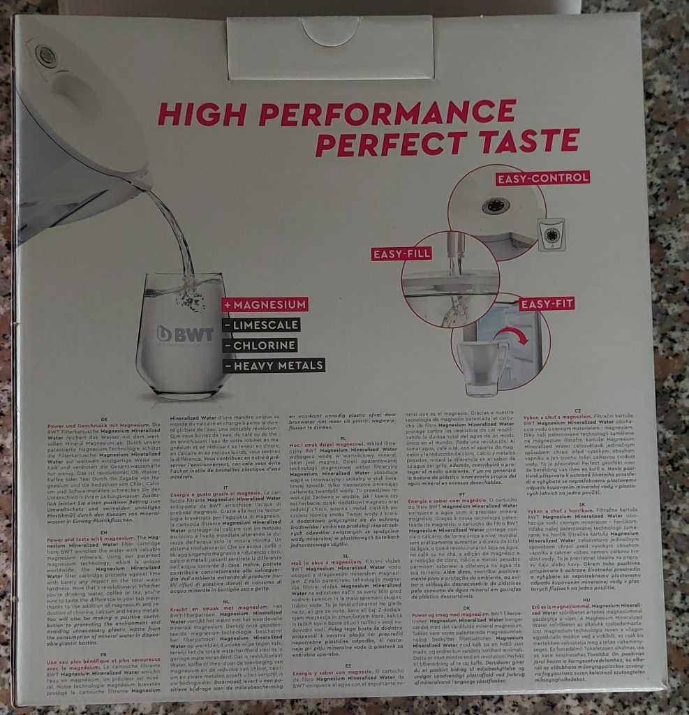 BWT AQUAlizer Home Wasserfilter Rückseite Verpackung