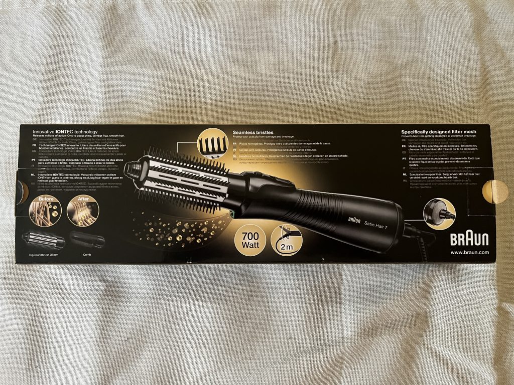 Braun Satin Hair 7 IONTEC Airstyler Warmluftbürste in der Verpackung von hinten