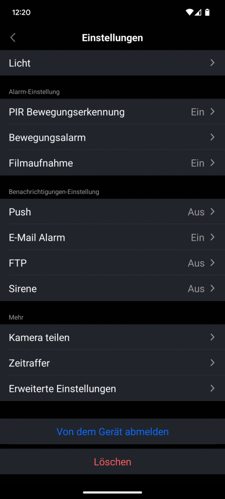 Einstellungen der Reolink Argus 4 Pro+ Überwachungskamera (2)