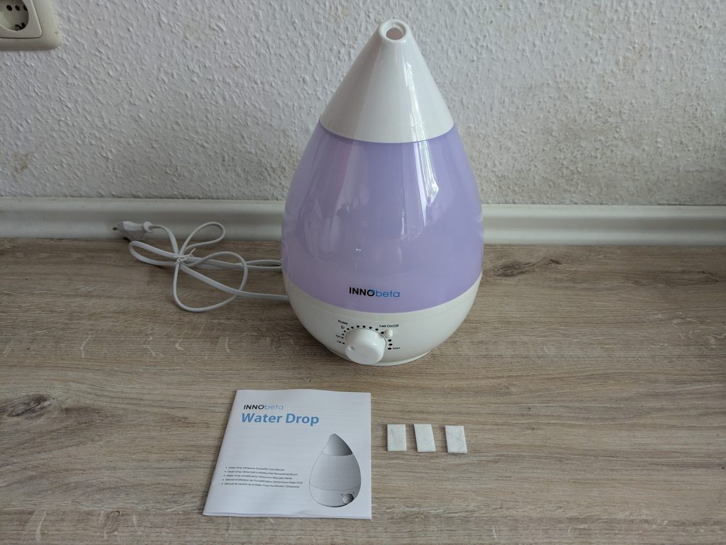 Lieferumfang des InnoBeta Waterdrop 2.0 Luftbefeuchters