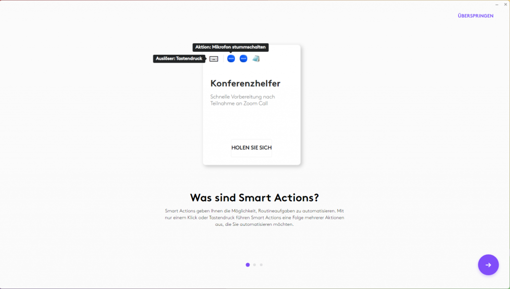 Software der Logitech MX Keys S Tastatur, Smart Actions