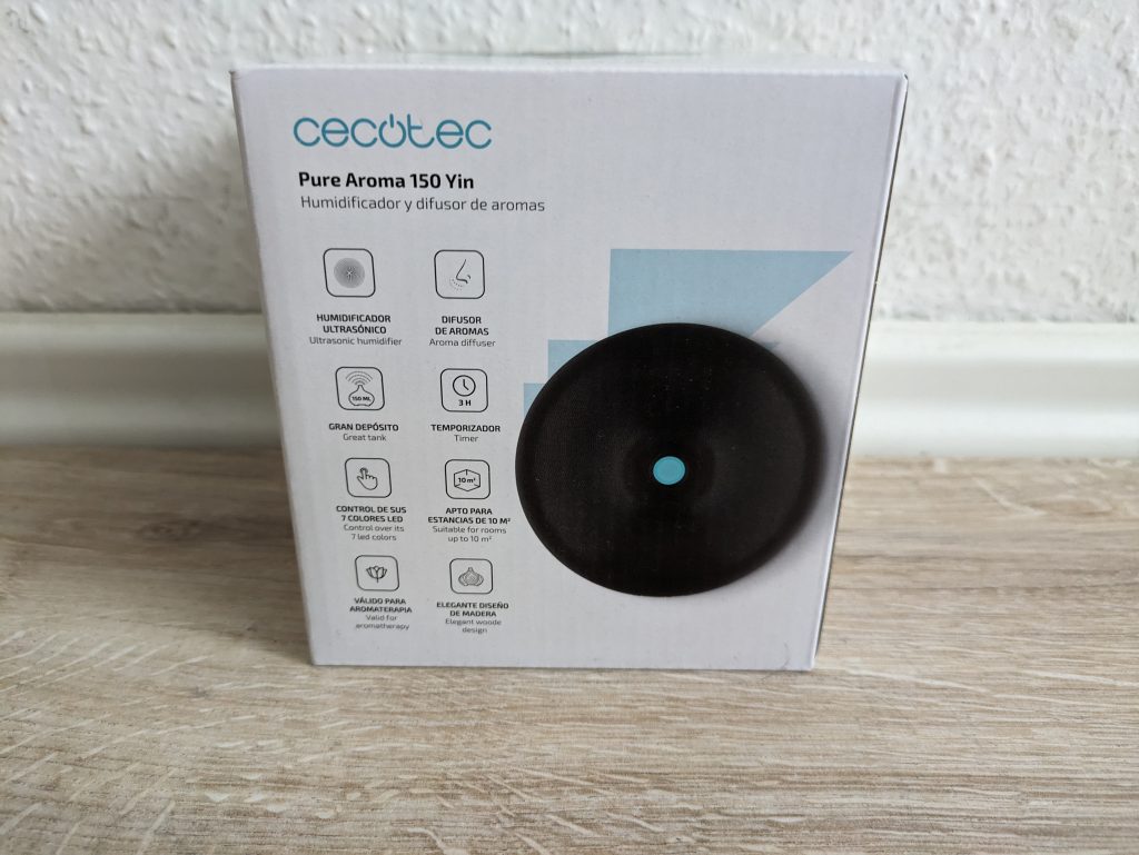 Verpackung des Cecotec Pure Aroma Luftbefeuchter von hinten