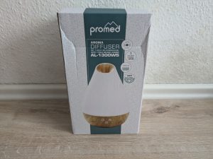Verpackung des Promed AL-1300 WS Luftbefeuchters von vorne
