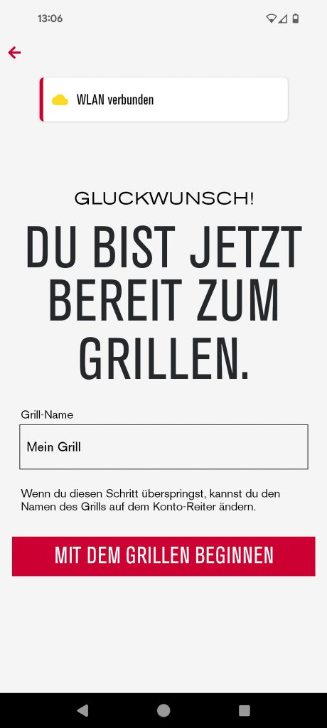 Char-Broil Evolve Electric E-Power Elektrogrill App einrichten fertig