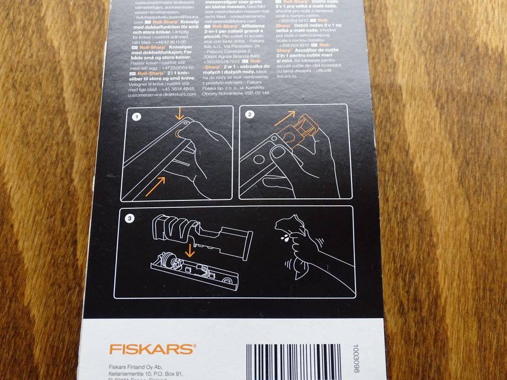 Fiskars Edge RollSharp Rückseite Karton