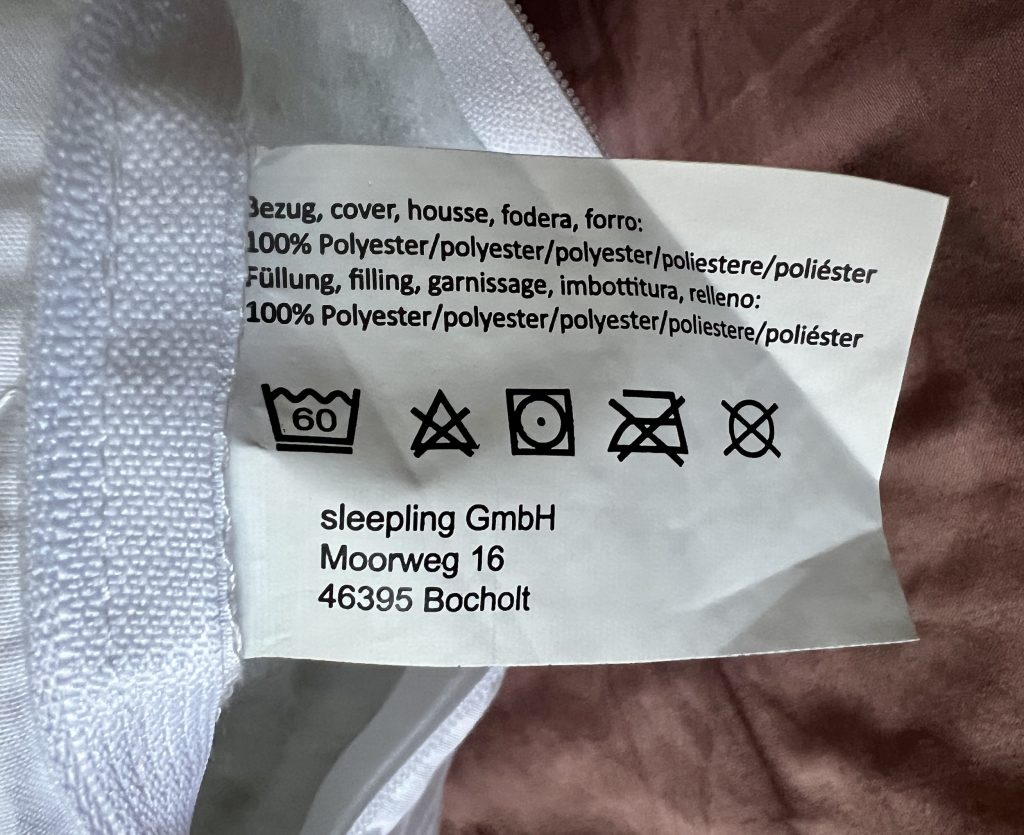 sleepling Basic 100 Kopfkissen Pflegehinweise