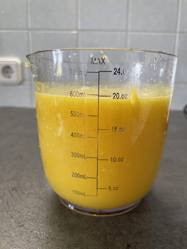 AMZCHEF ZM1501 Slow-Juicer friscg gepresster Orangensaft im Behälter