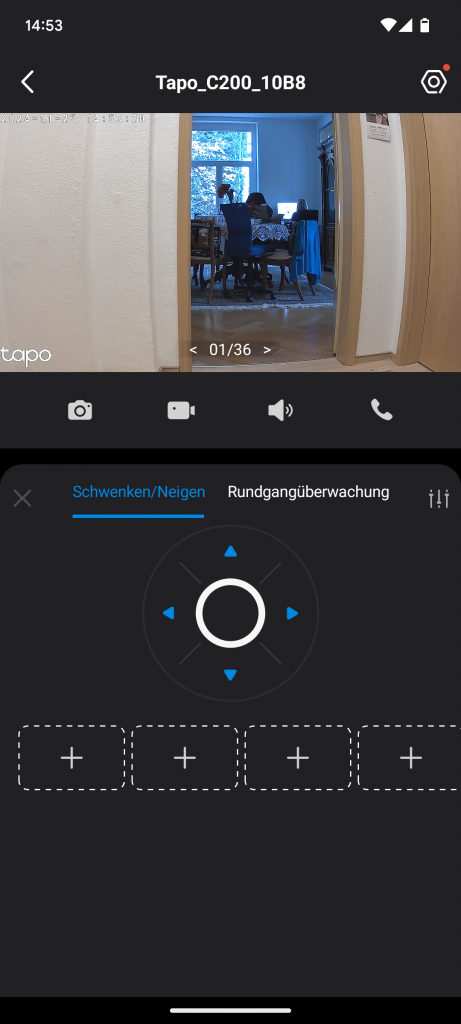 App, Rundgangüberwachung der Tapo C200 Überwachungskamera