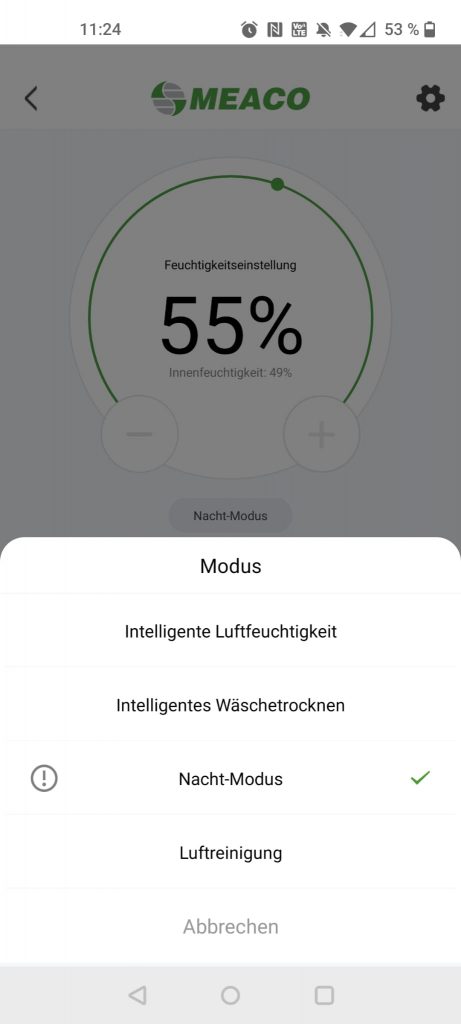 MeacoDry Arete Two Luftentfeuchter App-Ansicht 2