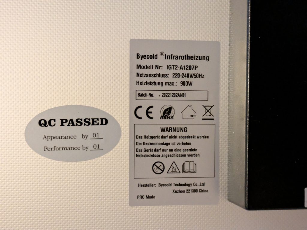 Beycold 900 Infrarotheizung Details