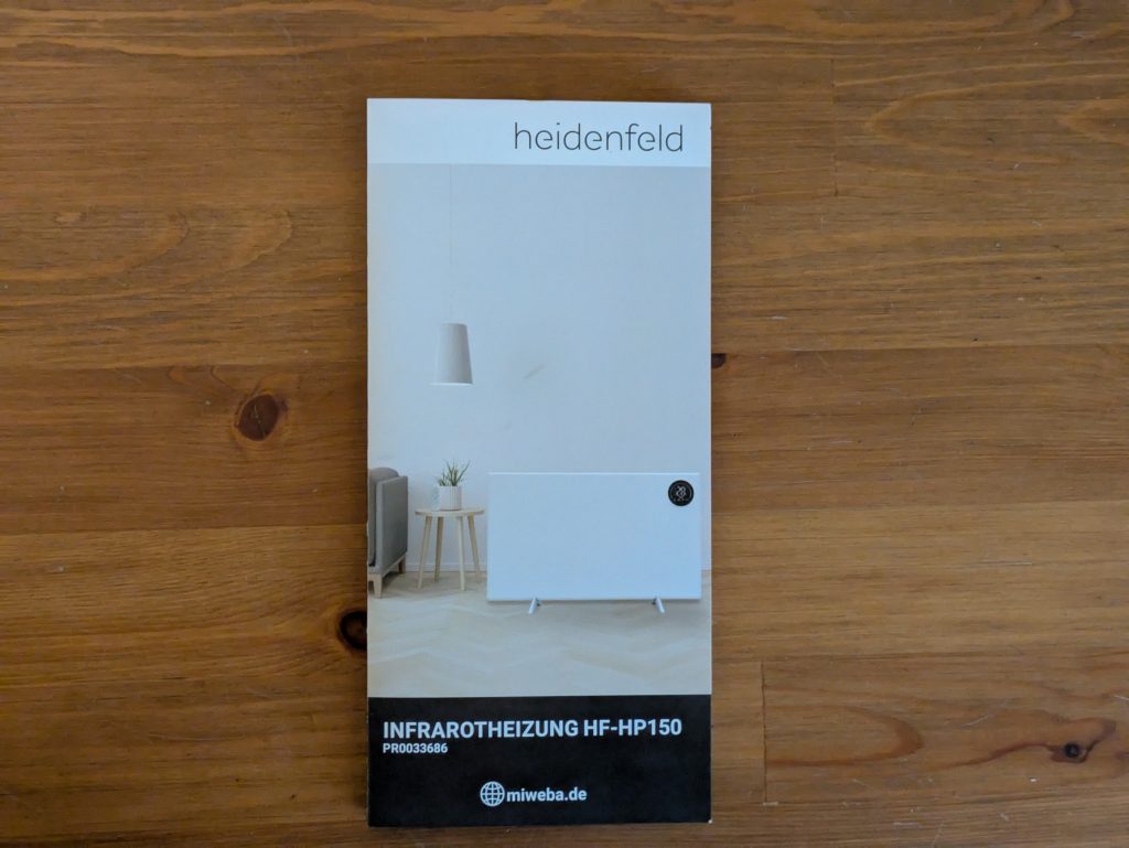 Hinweise der Heidenfeld HF-HP 150 Infrarotheizung