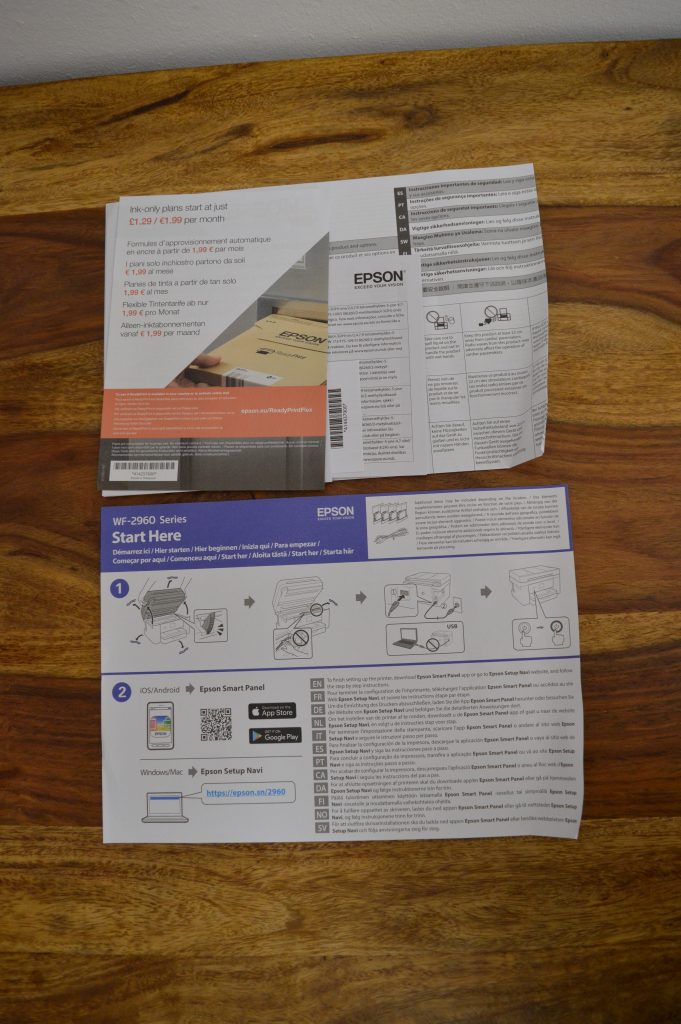 Epson WorkForce WF-2960DWF Drucker Schnellstartanleitung und Hinweise