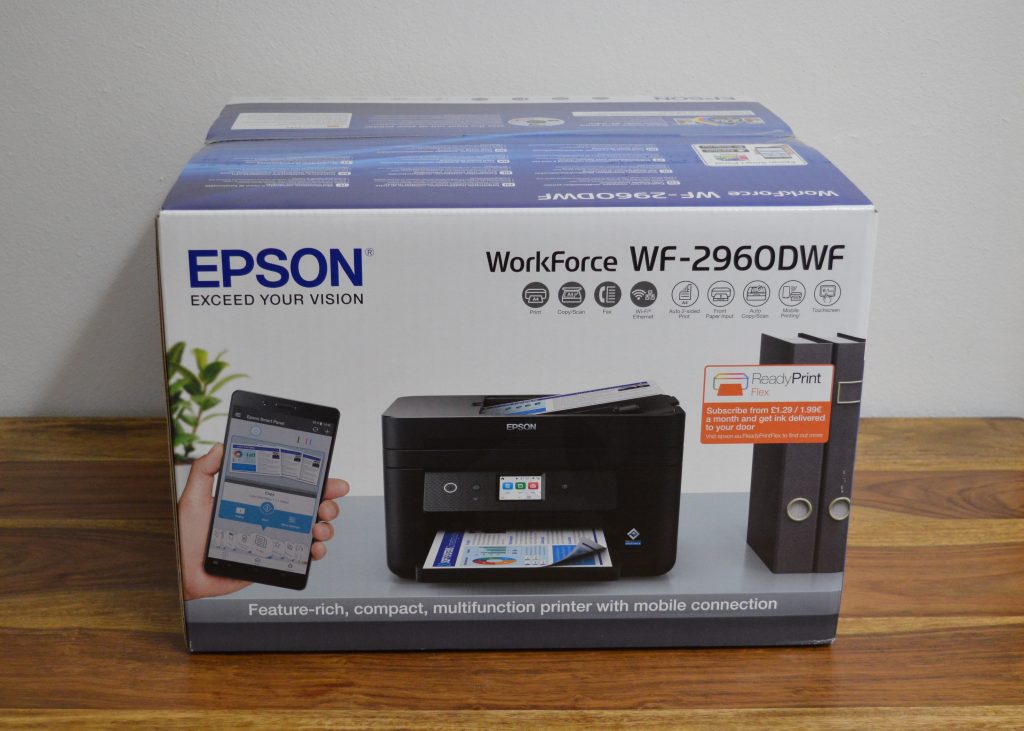 Epson WorkForce WF-2960DWF Drucker Verpackung Rückansicht