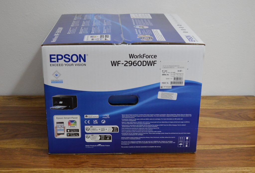 Epson WorkForce WF-2960DWF Drucker Verpackung Seitenansicht Links