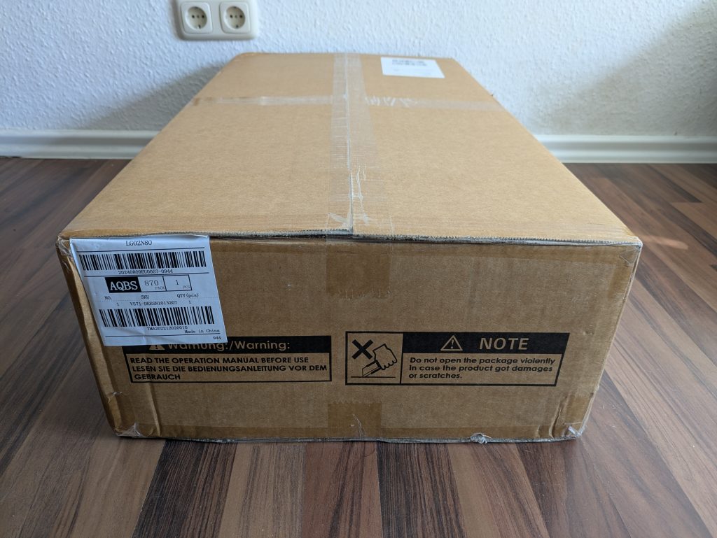 Verpackung der TLGREEN ‎Le Dzx01-2790 Vibrationsplatte von der Seite