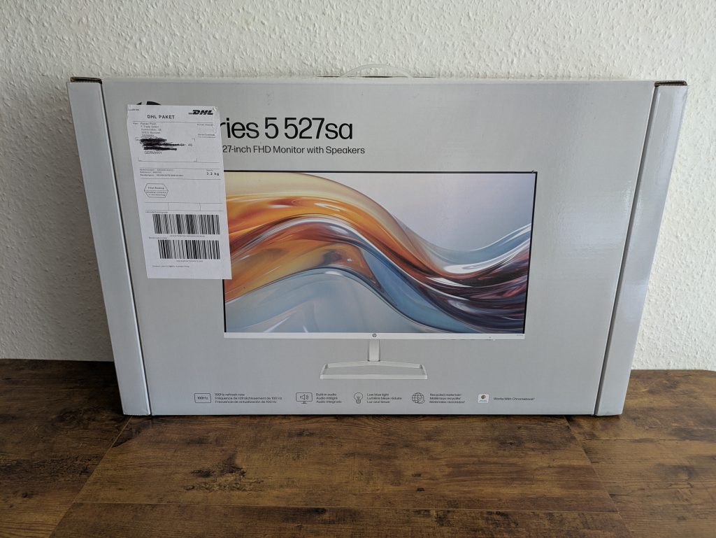 Verpackung des HP Series 5 527sa Monitors von vorne