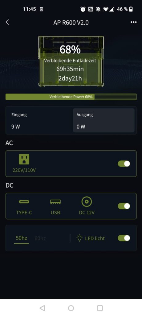 ALLPOWERS R600 Powerstation App Ausgänge an