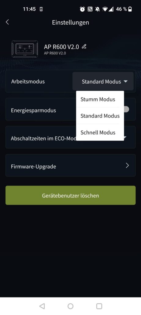 ALLPOWERS R600 Powerstation App Arbeitsmodus