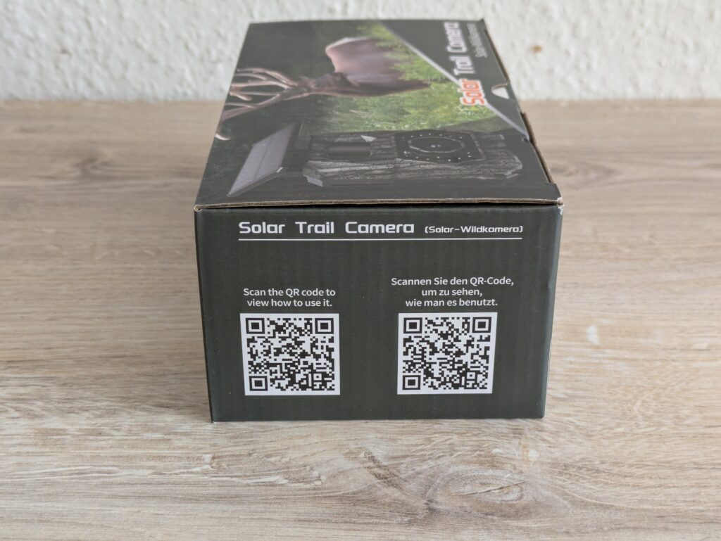 Verpackung der Maxdone PH970S Wildkamera von Links