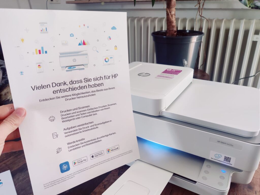 HP ENVY 6420e Tintenstrahldrucker Testseite Druck