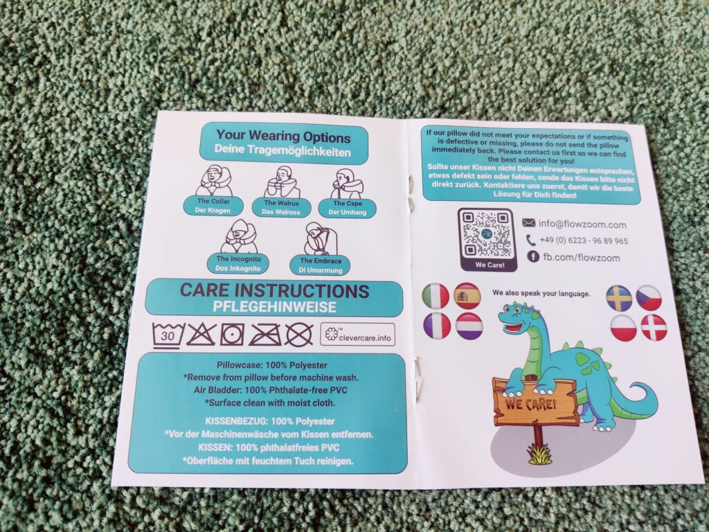 FLOWZOOM Air Nackenkissen Anleitung innen