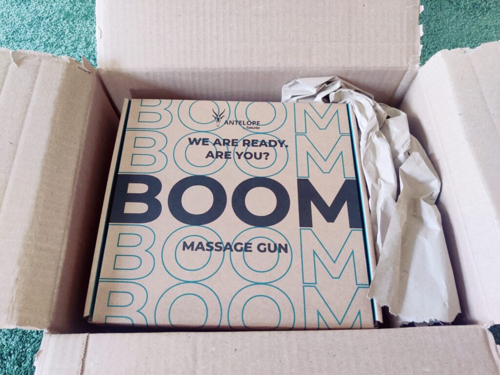Beurer Antelope BOOM Massagepistole Umverpackung offen