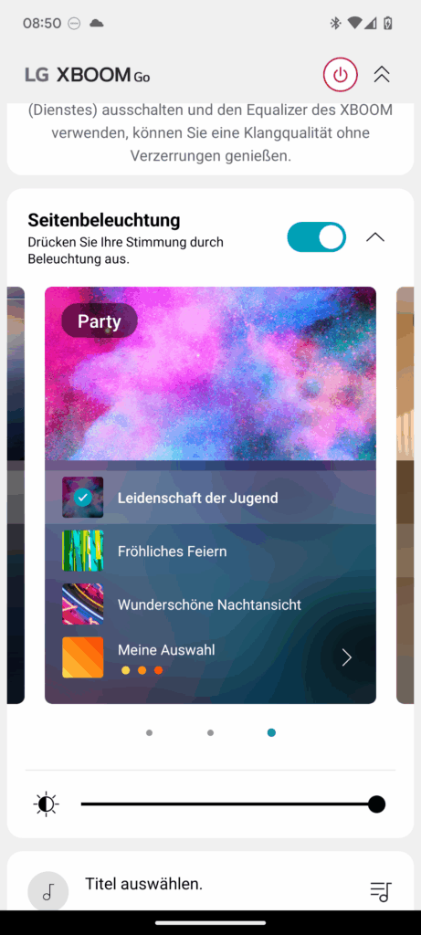 LG XBOOM Go DXG7 Bluetooth-Lautsprecher App Leucht-Modi 3