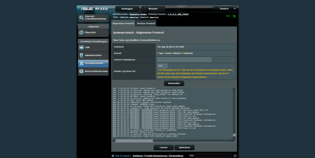 Webbrowser des ASUS RP-AX58 AX3000 WLAN-Repeaters (4)