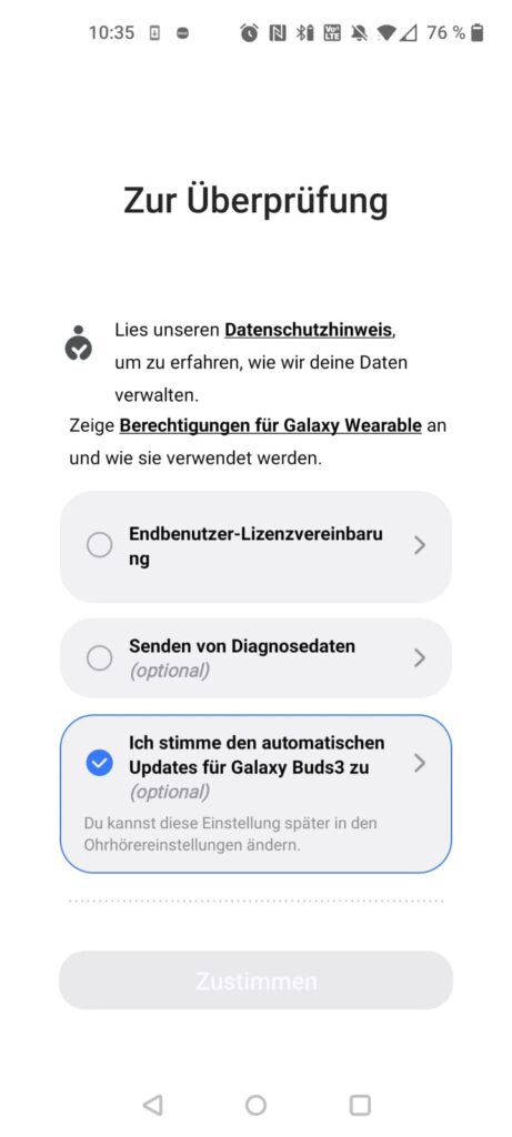 Samsung Galaxy Buds3 In-Ear-Kopfhörer App Datenschutzhinweise